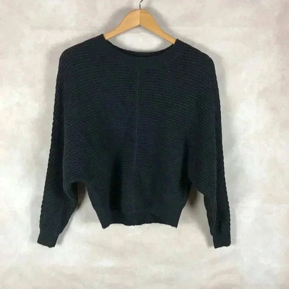 Michael MICHAEL KORS Black Ribbed Dolman Sleeve Sweater Size XS